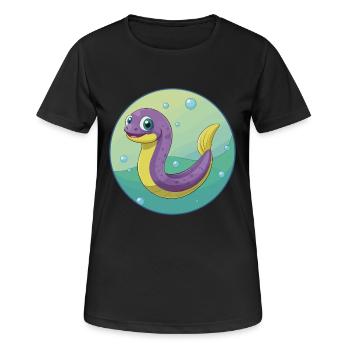 Anguille mignon kawaii dessin animé Clipart animal de compagnie - T-shirt respirant Femme - noir - Devant - AI Model Female 172 light (172cm)