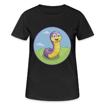 Ver de terre mignon Kawaii dessin animé Clipart Animal de compagnie - T-shirt respirant Femme - noir - Devant - AI Model Female 172 light (172cm)