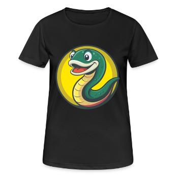 Anguille mignon kawaii dessin animé Clipart animal de compagnie - T-shirt respirant Femme - noir - Devant - AI Model Female 172 light (172cm)