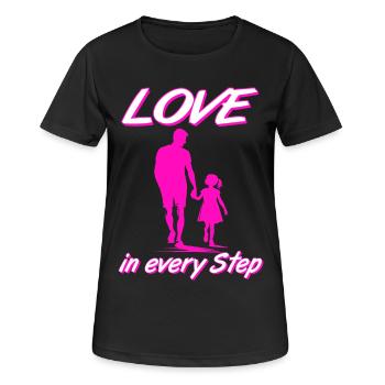Love in Every Step Father Daughter Pink Silhouette - Women's Breathable T-Shirt - black - Front - AI Model Female 172 light (172cm)