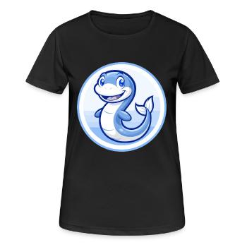 Anguille bleu mignon kawaii dessin animé personnage Clipart animal de compagnie - T-shirt respirant Femme - noir - Devant - AI Model Female 172 light (172cm)