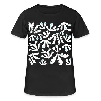 Abstrait Corail L Blanc Bleu Pois - T-shirt respirant Femme - noir - Devant - AI Model Female 172 light (172cm)