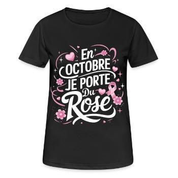 Rosa Oktober Kampf gegen Brustkrebs - Frauen T-Shirt atmungsaktiv - Schwarz - Vorne - AI Model Female 172 light (172cm)