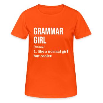 grammaire - T-shirt respirant Femme - orange néon - Devant - AI Model Female 172 dark (172cm)