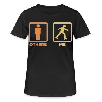 Rollschuhläufer Strichmännchen - Frauen T-Shirt atmungsaktiv - Schwarz - Vorne - AI Model Female 172 light (172cm)