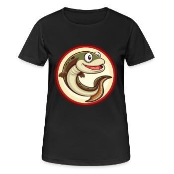 Anguille Coloré Kawaii Dessin Animé Personnage Clipart Animal de compagnie - T-shirt respirant Femme - noir - Devant - AI Model Female 172 light (172cm)