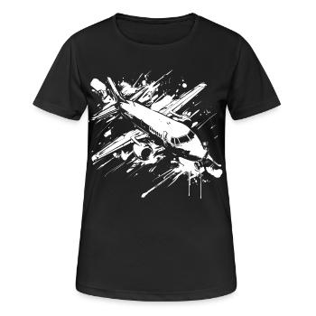 Flugzeug Streetart - Frauen T-Shirt atmungsaktiv - Schwarz - Vorne - AI Model Female 172 light (172cm)