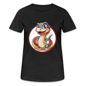 Basilisk Lustige Kawaii Cartoon Clipart Tier Haustier - Frauen T-Shirt atmungsaktiv - Schwarz - Vorne - AI Model Female 172 light (172cm)