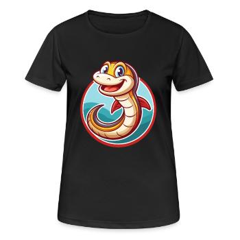Anguille mignon drôle kawaii dessin animé Clipart animal de compagnie - T-shirt respirant Femme - noir - Devant - AI Model Female 172 light (172cm)