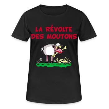 La révolte des moutons - T-shirt respirant Femme - noir - Devant - AI Model Female 172 light (172cm)
