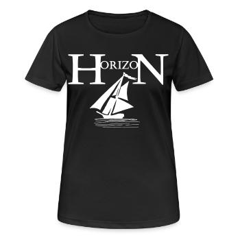 Weißes Boot und Horizont - Frauen T-Shirt atmungsaktiv - Schwarz - Vorne - AI Model Female 172 light (172cm)