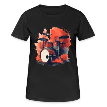 Schlagzeug Retro Style - Frauen T-Shirt atmungsaktiv - Schwarz - Vorne - AI Model Female 172 light (172cm)