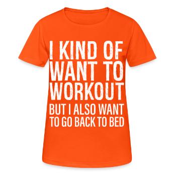 J’ai un peu envie de m’entraîner drôle - T-shirt respirant Femme - orange néon - Devant - AI Model Female 172 dark (172cm)