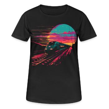 Chemin de fer - T-shirt respirant Femme - noir - Devant - AI Model Female 172 light (172cm)
