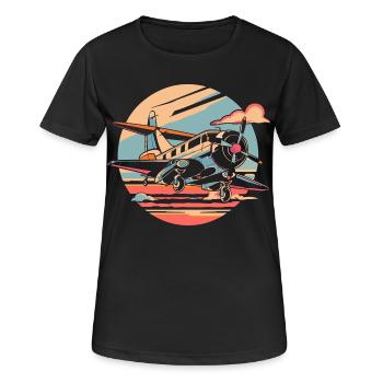 Portrait d’avion à hélice - T-shirt respirant Femme - noir - Devant - AI Model Female 172 light (172cm)