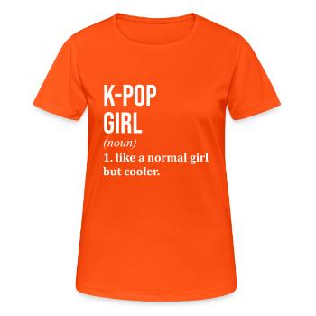 k pop - Frauen T-Shirt atmungsaktiv - Neonorange - Vorne - AI Model Female 172 dark (172cm)