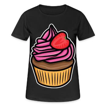Torte Zeichnung - Frauen T-Shirt atmungsaktiv - Schwarz - Vorne - AI Model Female 172 light (172cm)