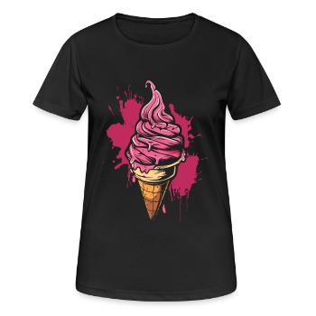 Softeis Farbkleckse - Frauen T-Shirt atmungsaktiv - Schwarz - Vorne - AI Model Female 172 light (172cm)