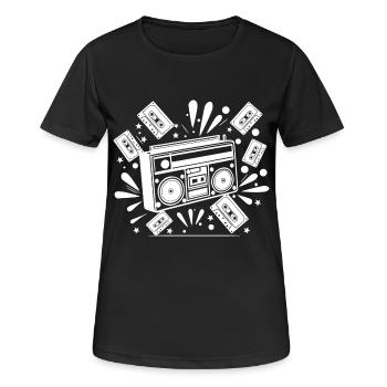 Radiocassette, musique, nostalgie - T-shirt respirant Femme - noir - Devant - AI Model Female 172 light (172cm)
