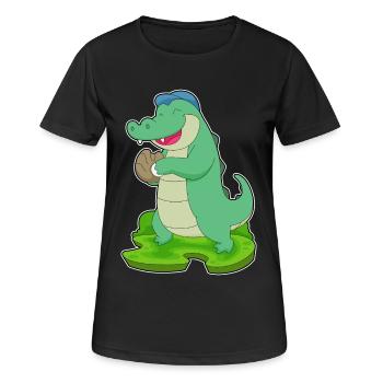 Gant de baseball en crocodile - T-shirt respirant Femme - noir - Devant - AI Model Female 172 light (172cm)
