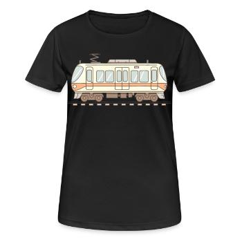 Eisenbahn Comic Look - Frauen T-Shirt atmungsaktiv - Schwarz - Vorne - AI Model Female 172 light (172cm)