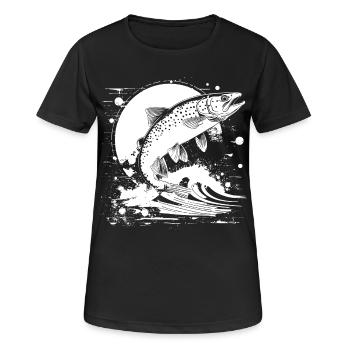 Fischerei Grafik - Frauen T-Shirt atmungsaktiv - Schwarz - Vorne - AI Model Female 172 light (172cm)