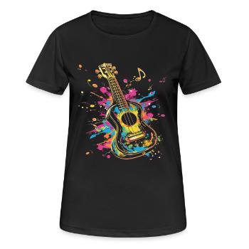 Ukulele Streetart - Frauen T-Shirt atmungsaktiv - Schwarz - Vorne - AI Model Female 172 light (172cm)