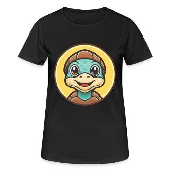 Schildkröte Kawaii Cartoon Figur Tier Haustier Gesicht - Frauen T-Shirt atmungsaktiv - Schwarz - Vorne - AI Model Female 172 light (172cm)