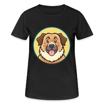 Dessin animé Kawaii de race de chien de berger du Caucase - T-shirt respirant Femme - noir - Devant - AI Model Female 172 light (172cm)