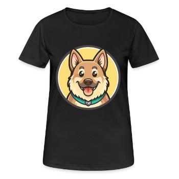 Chinook-Hunderasse, Zeichentrickfigur, Kawaii Clipart - Frauen T-Shirt atmungsaktiv - Schwarz - Vorne - AI Model Female 172 light (172cm)