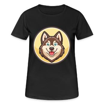 Fleuve Mackenzie Husky Chien Race Dessin animé Kawaii Pet - T-shirt respirant Femme - noir - Devant - AI Model Female 172 light (172cm)