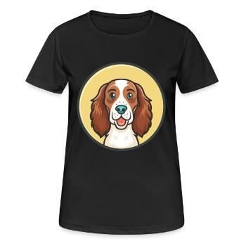Irische Rot Und Weiß Setter Hund Rasse Lustige Karikatur - Frauen T-Shirt atmungsaktiv - Schwarz - Vorne - AI Model Female 172 light (172cm)
