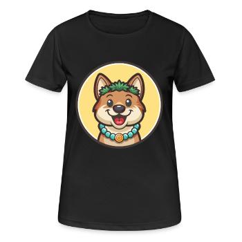 Polynesian Dog Breed Cartoon Kawaii Clipart Animal - Women's Breathable T-Shirt - black - Front - AI Model Female 172 light (172cm)