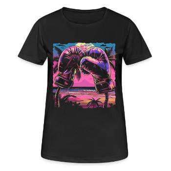 Boxhandschuhe Retrowave - Frauen T-Shirt atmungsaktiv - Schwarz - Vorne - AI Model Female 172 light (172cm)