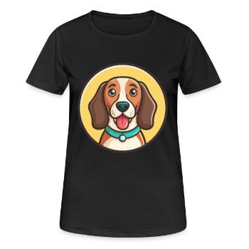 Trigg Hound Hund Rasse Lustige Karikatur Kawaii Clipart - Frauen T-Shirt atmungsaktiv - Schwarz - Vorne - AI Model Female 172 light (172cm)
