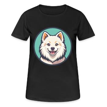 Esquimau américain race de chien dessin animé Kawaii Clipart - T-shirt respirant Femme - noir - Devant - AI Model Female 172 light (172cm)