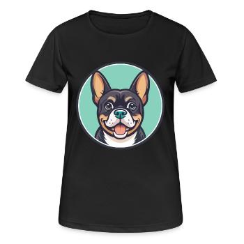 Cao De Castro Laboreiro Hunderasse Karikatur Kawaii - Frauen T-Shirt atmungsaktiv - Schwarz - Vorne - AI Model Female 172 light (172cm)