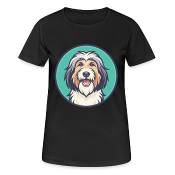 Katalanischer Schäferhund Hund Rasse Cartoon Kawaii Clipart - Frauen T-Shirt atmungsaktiv - Schwarz - Vorne - AI Model Female 172 light (172cm)