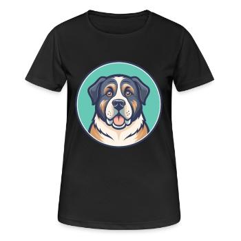 Chien de berger d’Asie centrale Race Dessin animé Kawaii - T-shirt respirant Femme - noir - Devant - AI Model Female 172 light (172cm)