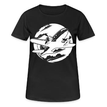 Flugzeug Zeichnung - Frauen T-Shirt atmungsaktiv - Schwarz - Vorne - AI Model Female 172 light (172cm)