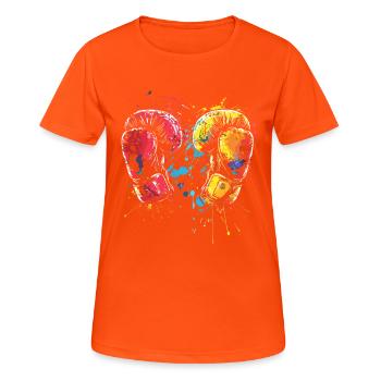 Gants de kickboxing - T-shirt respirant Femme - orange néon - Devant - AI Model Female 172 dark (172cm)
