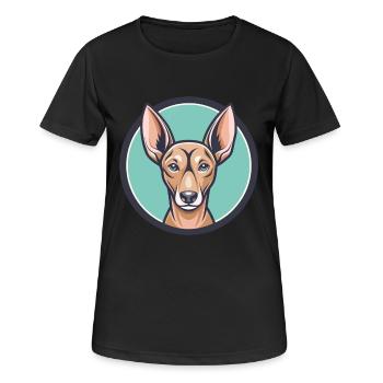 Cirneco Dell Etna Dog Breed Cartoon Kawaii Clipart - Women's Breathable T-Shirt - black - Front - AI Model Female 172 light (172cm)