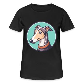 lévrier chien race dessin animé Kawaii Clipart Animal - T-shirt respirant Femme - noir - Devant - AI Model Female 172 light (172cm)