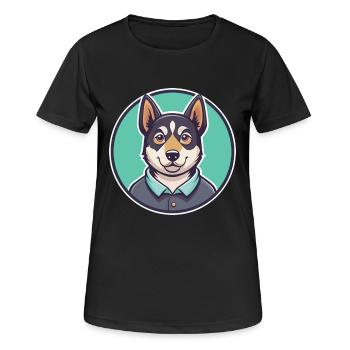 Kuri Hund Rasse Cartoon Kawaii Clipart Illustration - Frauen T-Shirt atmungsaktiv - Schwarz - Vorne - AI Model Female 172 light (172cm)