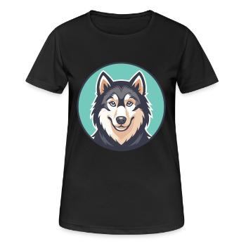 Fleuve Mackenzie Husky Chien Race Dessin animé Kawaii Pet - T-shirt respirant Femme - noir - Devant - AI Model Female 172 light (172cm)