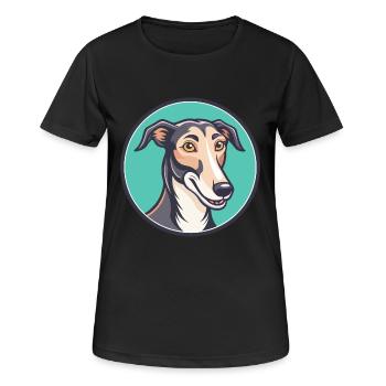 Lurcher Hunderasse Cartoon Figur Kawaii Clipart - Frauen T-Shirt atmungsaktiv - Schwarz - Vorne - AI Model Female 172 light (172cm)