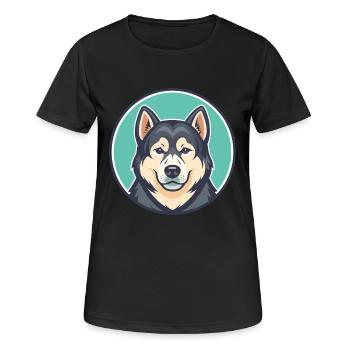 Milieu Asiatique Ovtcharka Chien Race Dessin Animé Kawaii - T-shirt respirant Femme - noir - Devant - AI Model Female 172 light (172cm)