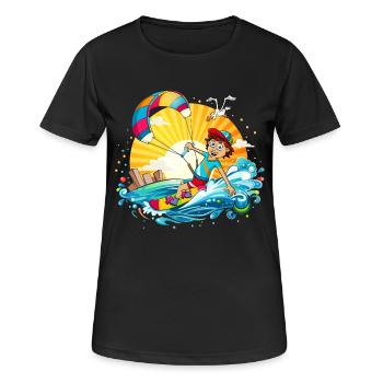 Colorful illustration of a kite surfer - Women's Breathable T-Shirt - black - Front - AI Model Female 172 light (172cm)