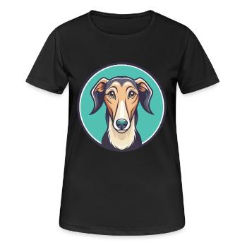 Old Croatian Sighthound Dog Breed Cartoon Kawaii - Women's Breathable T-Shirt - black - Front - AI Model Female 172 light (172cm)