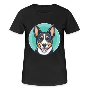 Heiliger Miguel Vieh Hund Rasse Lustige Karikatur Kawaii - Frauen T-Shirt atmungsaktiv - Schwarz - Vorne - AI Model Female 172 light (172cm)